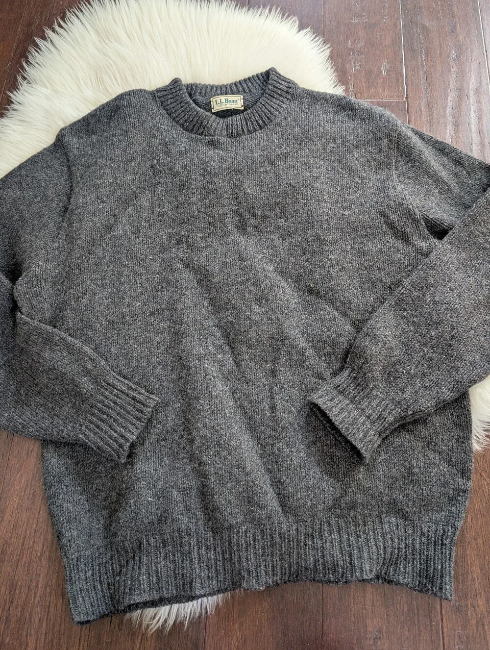 LL Bean Charcoal Gray *Wool* Crewneck Sweater Estimated Men's XL